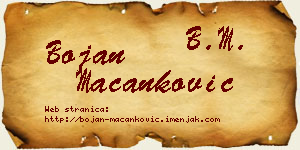 Bojan Macanković vizit kartica